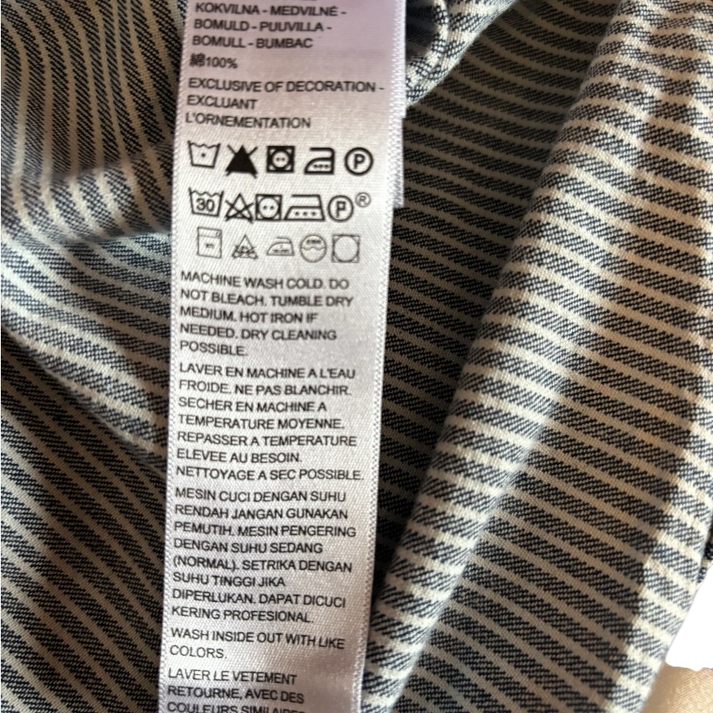 Levi's Mens L Blue White Pinstripe Western Snap Denim Shirt - Picture 6 of 6